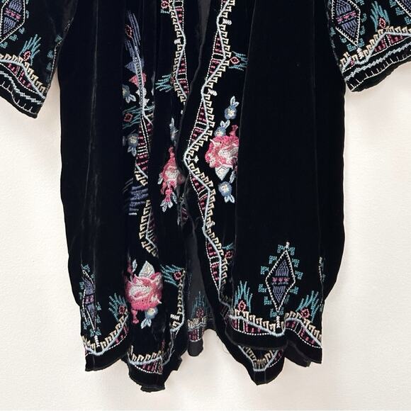 Johnny Was Aveza Draped Velvet Embroidered Aztec Silk Blend Coat Kimono size PS - Picture 4 of 10